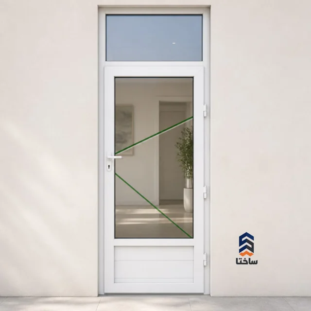 درب دوجداره UPVC وینتک سایز ۲۵۰۰x 800 با شیشه ساده با ضخامت ۴و۴ و یراق بالکنی