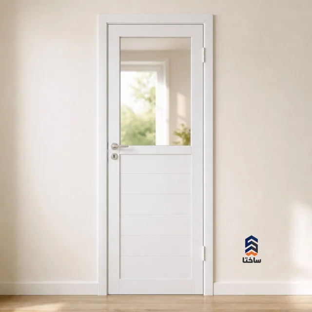 درب دوجداره UPVC وینتک با شیشه ساده ۴و۴، ابعاد ۲۰۰۰×۷۰۰